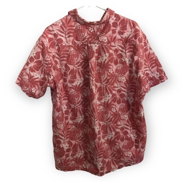 Croft and barrow 100% cotton light pink tropical print button down shirt - Picture 2 of 10